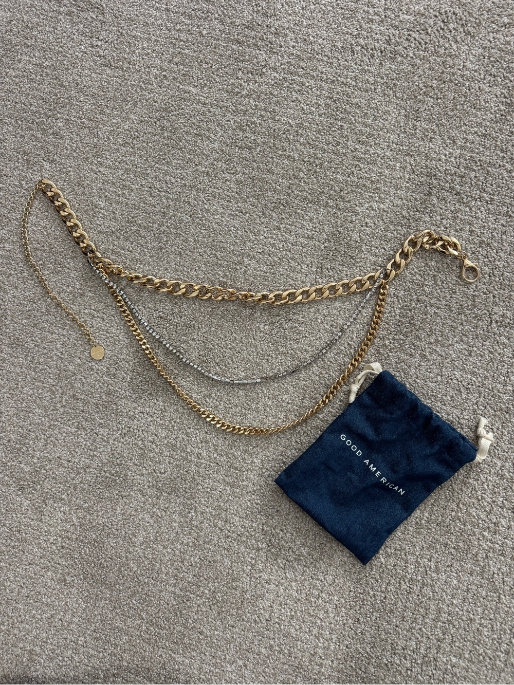 Good American Mixed Gold and Silver Multi-Layer Chain Belt NWOT